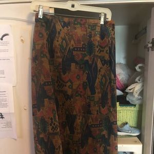 Saks Fifth Avenue Suede Indian print wrap skirt